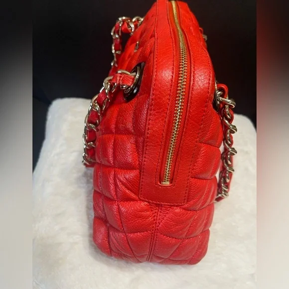Kate Spade  Gold Coast Georgina  Marachino Red Quilted Leather Satchel Handbag - Picture 14 of 16